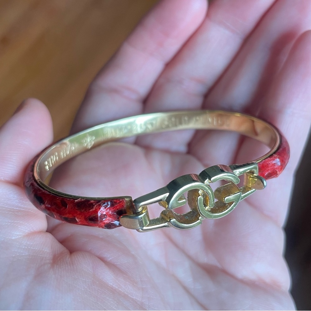 Authentic Gucci bright red snakeskin bangle bracelet